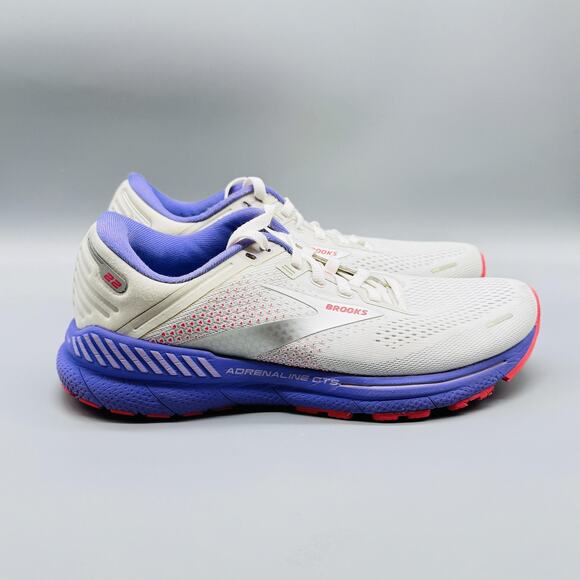 Brooks Shoes Womens 9.5 White Purple Adrenaline GTS 22 Athletic Running Sneakers - Picture 1 of 12